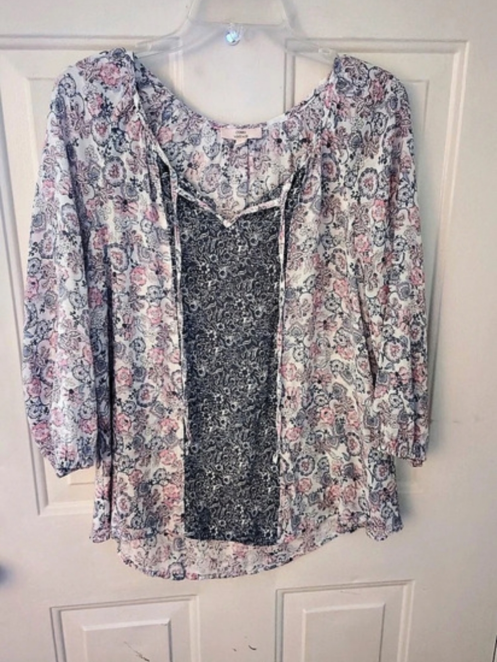 Como Vintage Floral Blouse in Pink & Blue Size Medium Like New